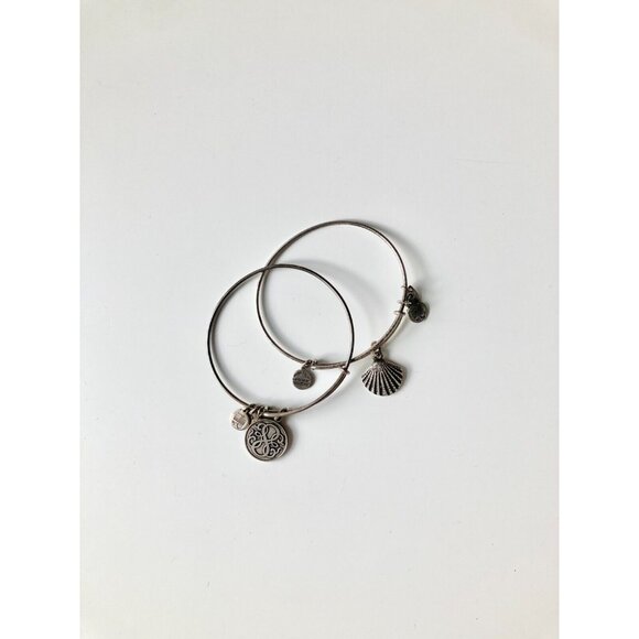 Lot of 3 ALEX & ANI Path of Life Silver & Rose Gold Charm Wire Bangle Bracelets - Picture 3 of 14